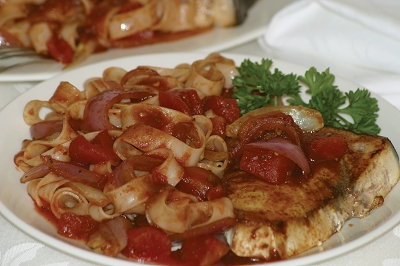 Swordfish with Tomatoes and Onions