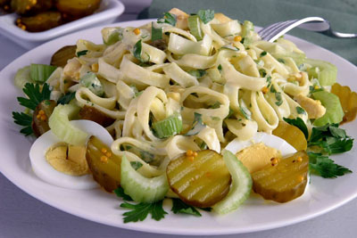 Egg and Sweet Pickle Pasta Salad