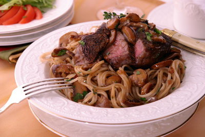 Steak with Mushrooms and Madeira 